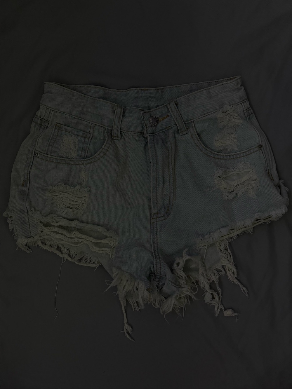 SHEIN Black Distressed High-Waist Denim Shorts